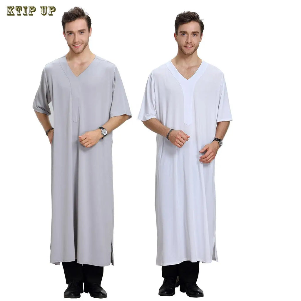 Abaya islamique arabe pour hommes Robe imprimé ethnique col montant chemise mi-longue pour jeunes manteau de luxe vêtements décontractés pour hommes musulmans à la mode