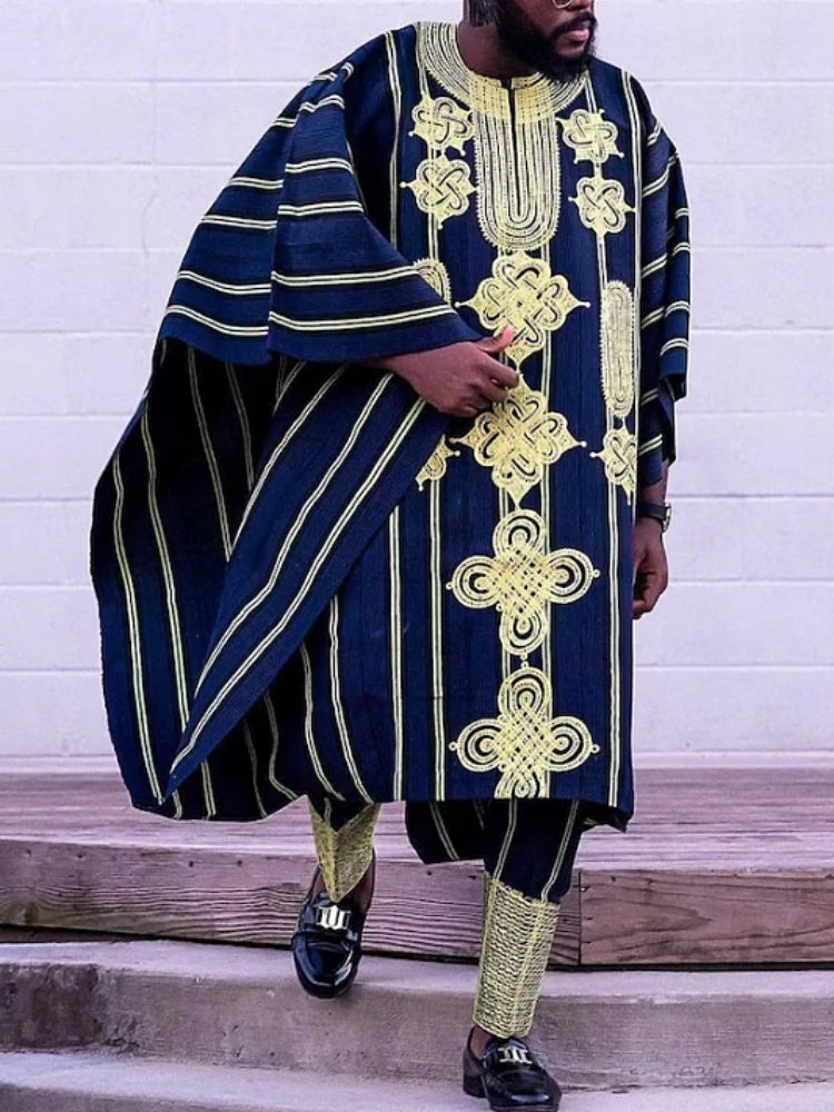 Vêtements africains pour hommes, chemises Dashiki, pantalons Ankara, ensemble 3 pièces, tenues de soirée de mariage, costume, vêtements traditionnels