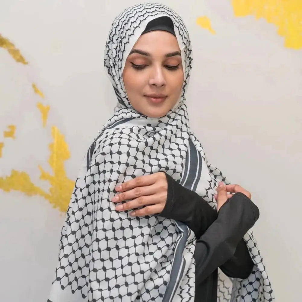 Traditionnel Arafat Kuffiyeh palestinien noir et blanc arabe Kafiya Shemagh Keffiyeh moyen-orient écharpe enveloppement Jacquard bandeau