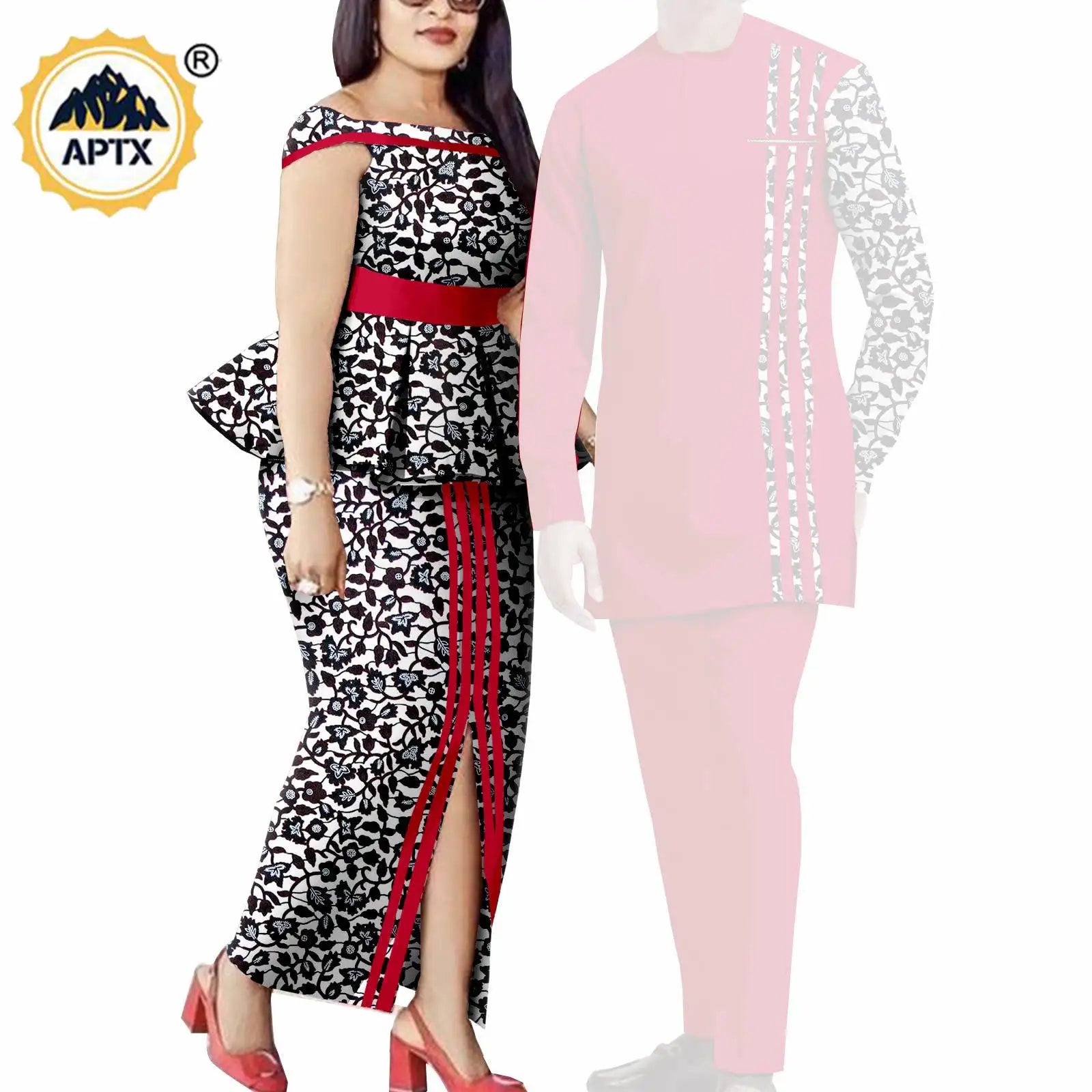 Tenues de couple assorties pour hommes, ensembles chemises et pantalons, robes africaines Dashiki pour femmes, haut et jupes fendues pour mariage, Y23C006