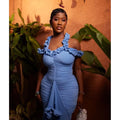 African Dresses For Women Elegant Off Shoulder Dashiki Maxi A-Line Dress Ladies Traditional African Clothing Fairy Dreaes