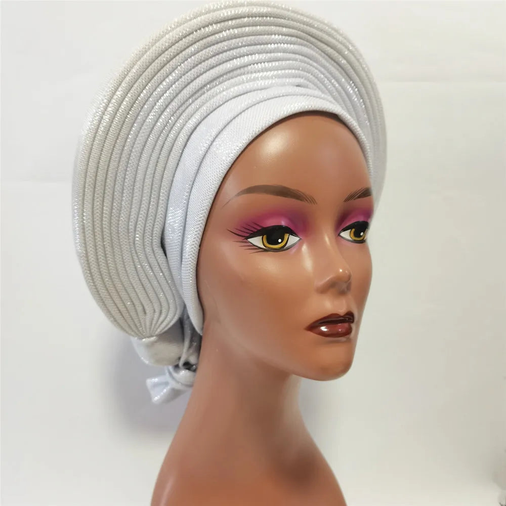 Cravate de sauna africaine de haute qualité Turban NigWin cravate de sauna prête à l'emploi Auto Gele Turban enveloppe de sauna pour XM205-1 de fête de mariage