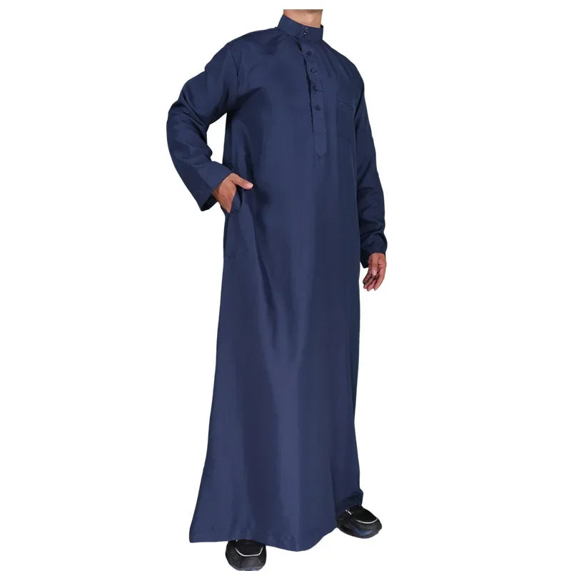 Vêtements islamiques hommes solide à manches longues en vrac musulman mâle arabie saoudite Pakistan Kurta Costumes musulmans robe musulmane caftan Thobe