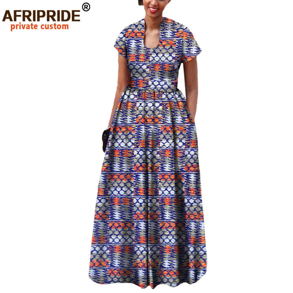 African Dress for Women Autumn Short Sleeve with Sashes Decoration Floor Length Bohemian Style Party Outfits A7225117