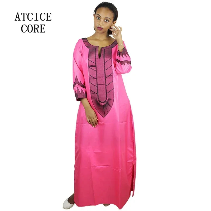 African Dresses For Woman Soft Material Embroidery Design Long Dress Without Scarf