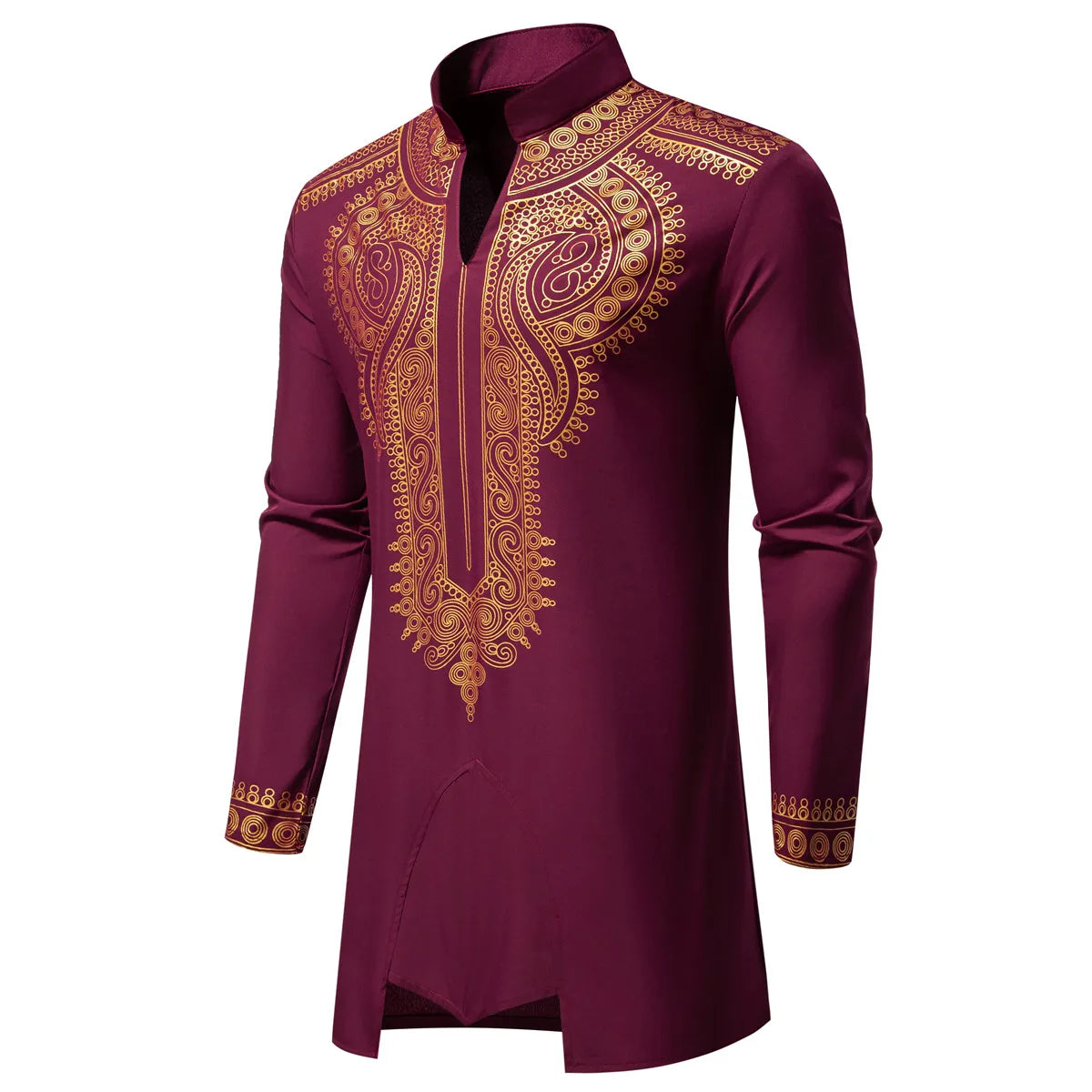Ensemble de Robe imprimé africain à col montant pour hommes, noir/blanc, tenue de chef Tribal du moyen-orient de saphir, haut + pantalon, 2 pièces, 2026
