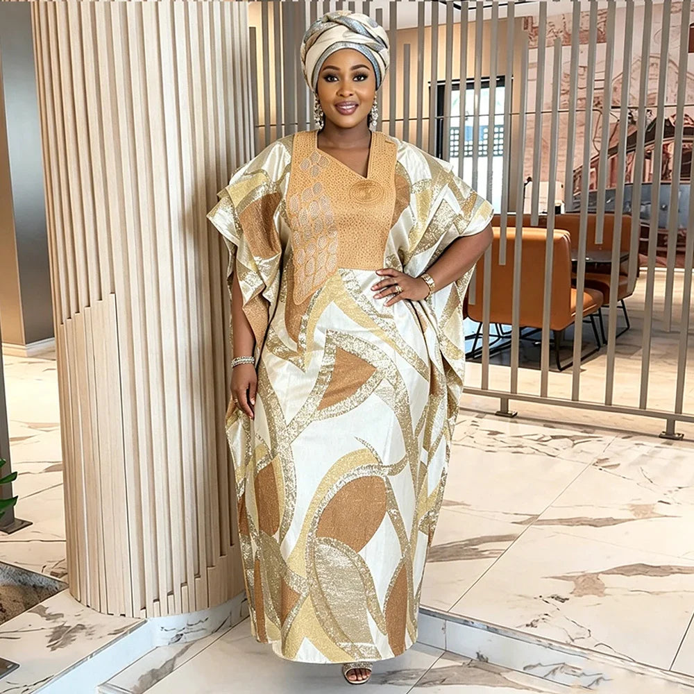 African Dresses for Women Traditional Africa Clothing Dashiki Ankara Bazin Luxury Embroidery Gown Muslim Kaftan Maxi Long Dress