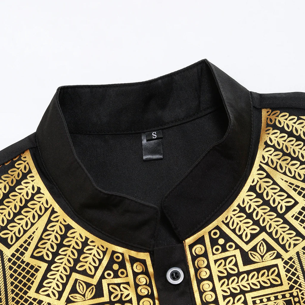Vêtements traditionnels pour hommes, ensembles africains deux pièces, chemises à manches longues à col montant imprimées, pantalons, streetwear 2026, tenue ethnique africaine