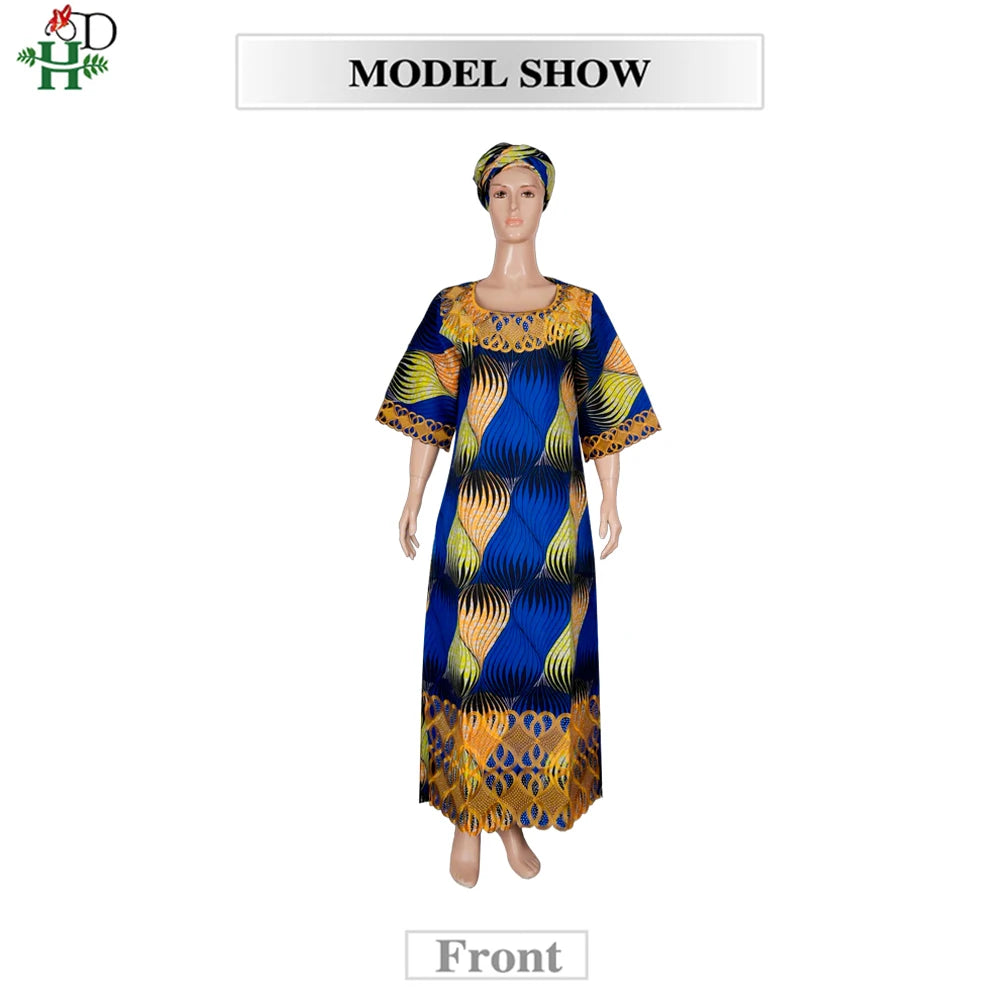 H&D African Dresses For Women Traditional Clothing Embroidery Printed Outfits Bubu Gown Abayas Robe Kaftan Boubou Djellaba 2025