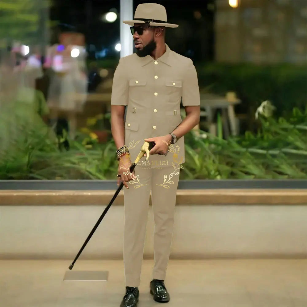 Costumes de style africain pour hommes pour mariage, sur mesure, 2 pièces, veste à simple boutonnage, pantalon, 2 pièces, costumes de marié, costume homme
