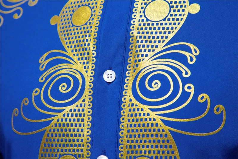 Ensemble de Robe imprimé africain à col montant pour hommes, noir/blanc, tenue de chef Tribal du moyen-orient de saphir, haut + pantalon, 2 pièces, 2026