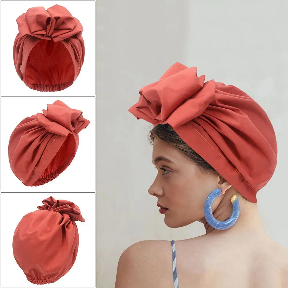 Bandeaux africains élégant rétro Turban pour femmes musulman foulard casquette couleur unie dames bonnets casquettes casque musulman