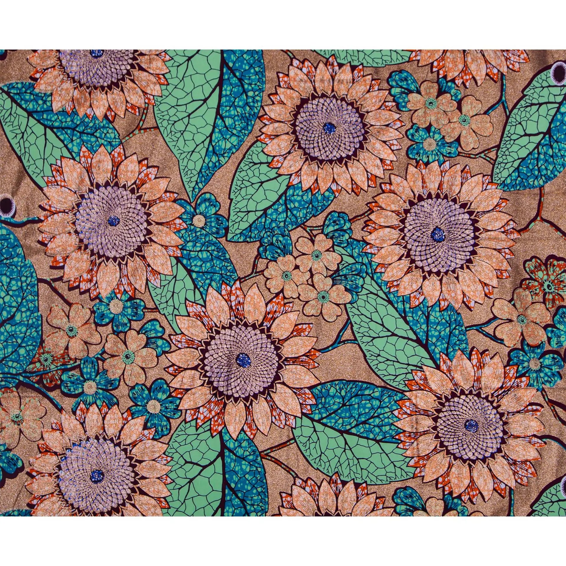 Tissu africain imprimé wax – Ankara 100 % coton avec paillettes dorées, 6 yards/rouleau, pour robes, foulards et vêtements de mode