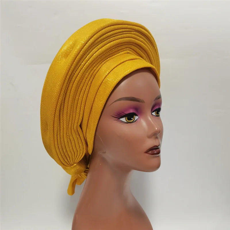 Cravate de sauna africaine de haute qualité Turban NigWin cravate de sauna prête à l'emploi Auto Gele Turban enveloppe de sauna pour XM205-1 de fête de mariage