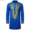 Chemise africaine traditionnelle pour hommes, imprimé fleurs dorées, chemise à manches longues, tenues ethniques décontractées, Streetwear africain de mariage