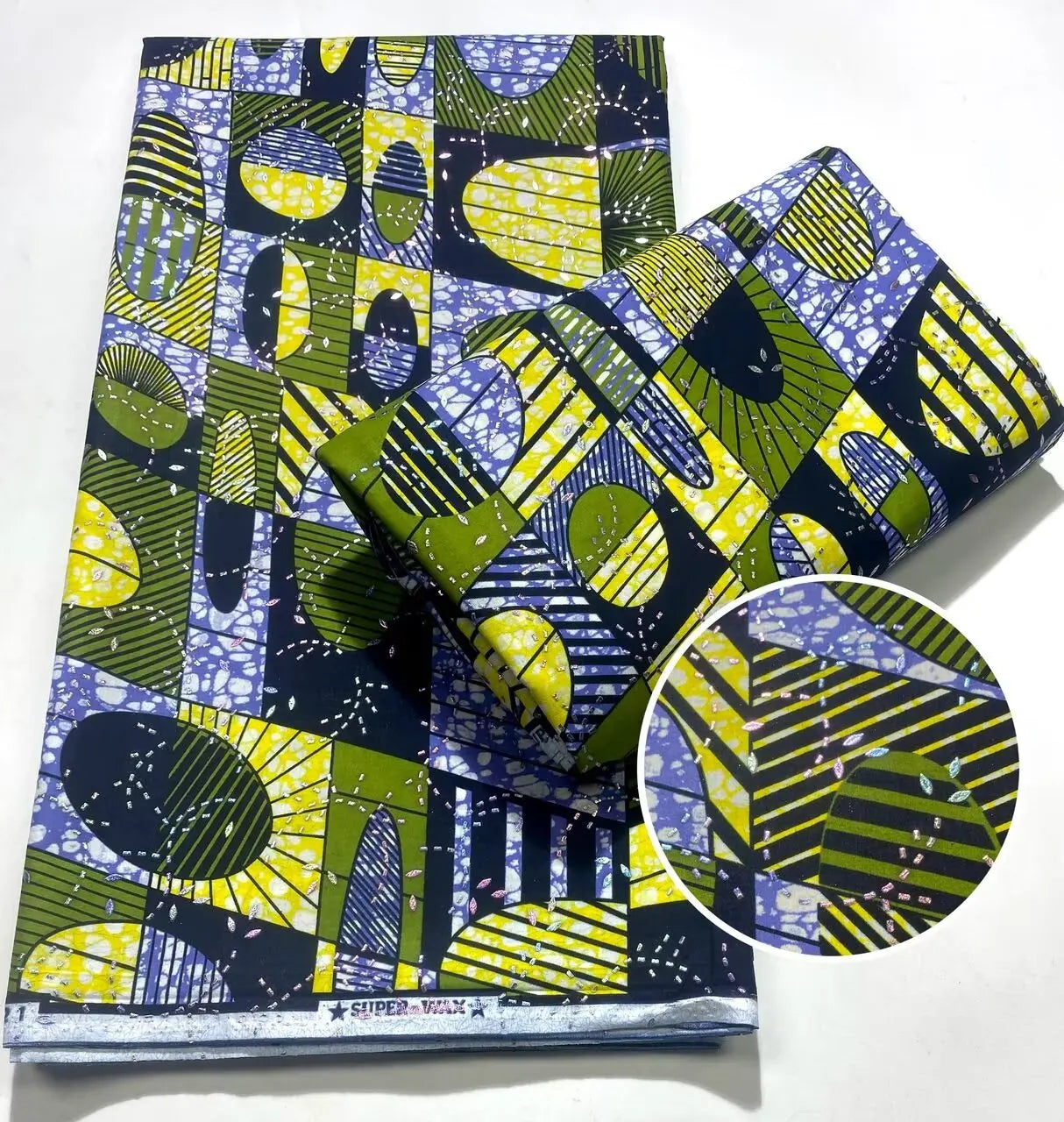 Tissu africain en cire avec des bandes de cristal, tissu en cire pour robe de femme, 6 yards/lot, cire africaine