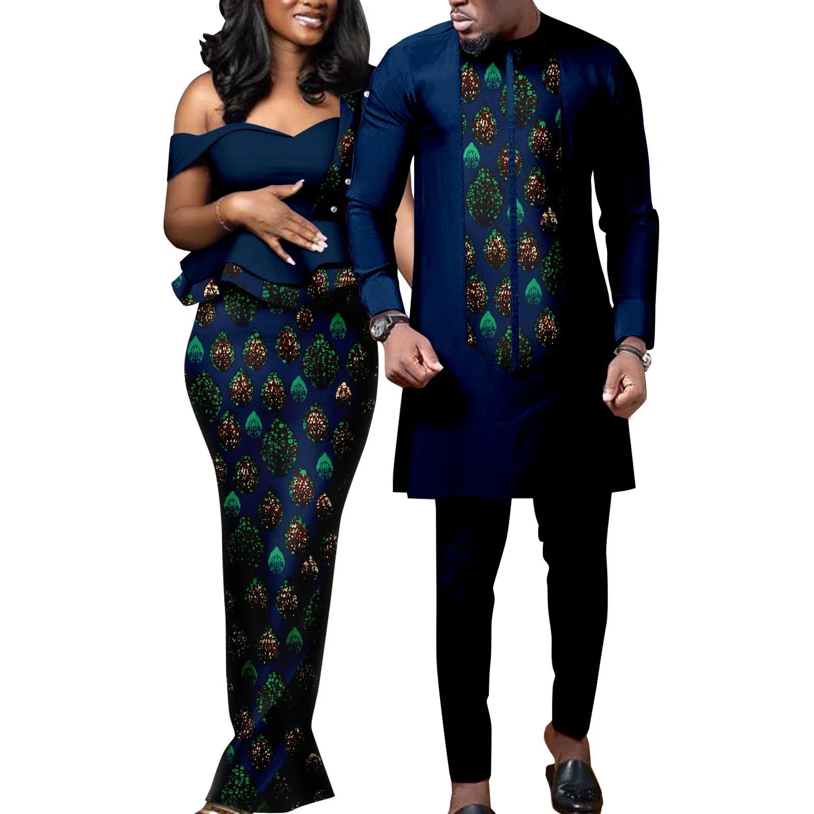 Robes africaines pour femmes, tenues assorties pour couples Bazin Lover, robes de soirée sirène imprimées, ensembles chemise et pantalon pour hommes, tenues de mariage