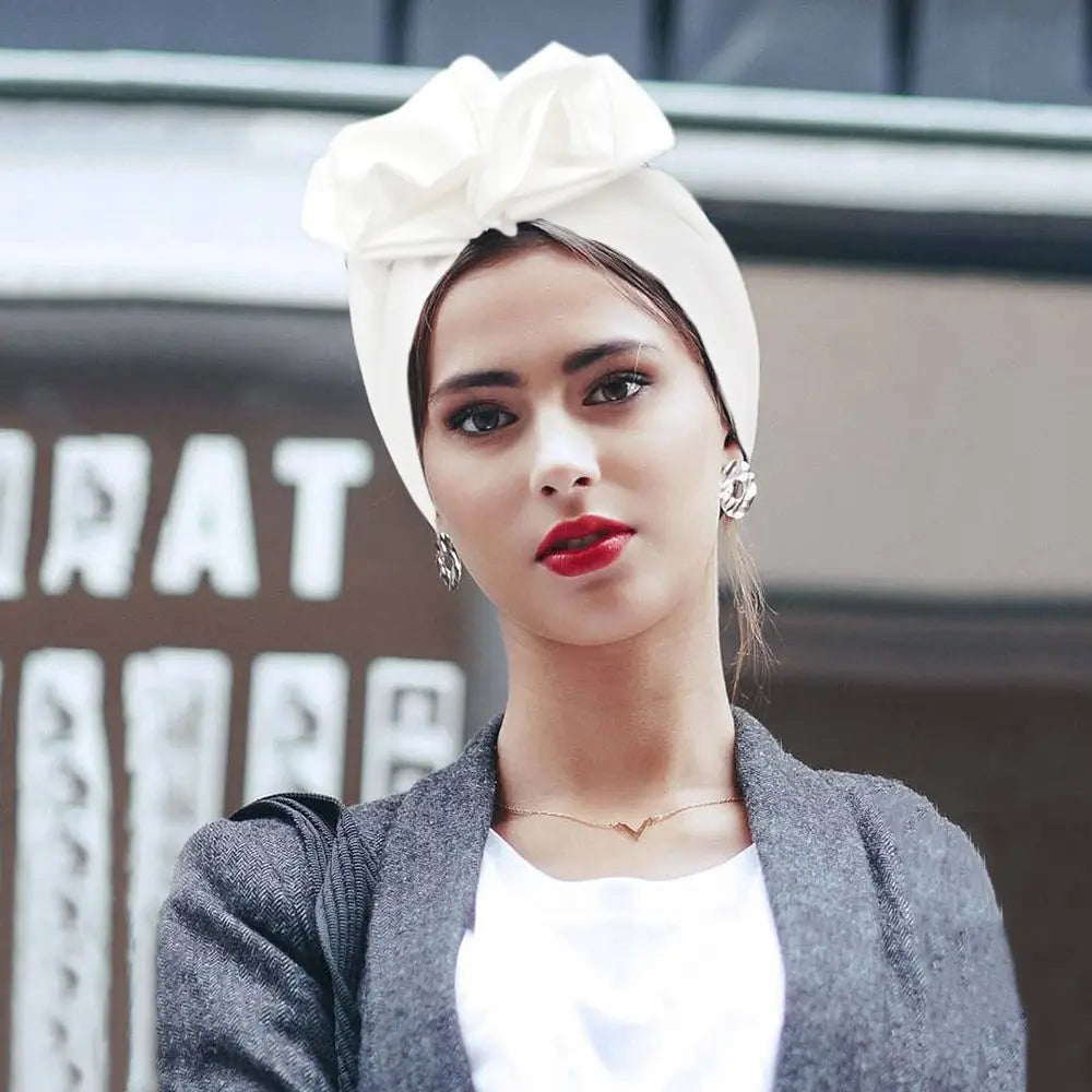 Bandeaux africains élégant rétro Turban pour femmes musulman foulard casquette couleur unie dames bonnets casquettes casque musulman