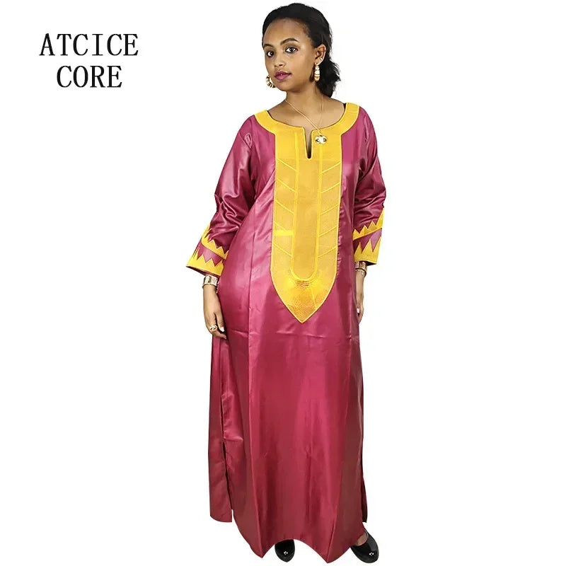 African Dresses For Woman Soft Material Embroidery Design Long Dress Without Scarf