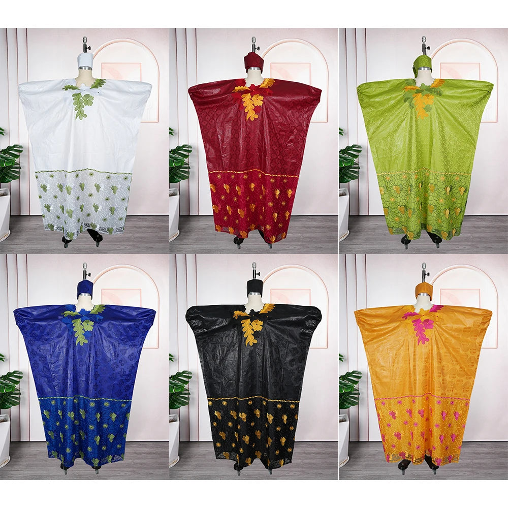 2026 African Dresses for Woman Kaftan Dress Embroidery Bazin Riche Traditional Outfit for Wedding Party Church Gown Turkey Dress