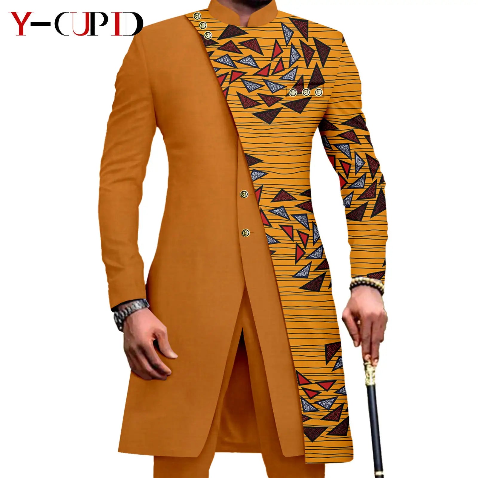 Vêtements Africains Assortis pour Couple Dashiki, Robe Imprimée, Bazin Riche, Ensemble Veste et Pantalon Imbibés, 2 Pièces, Y23C076