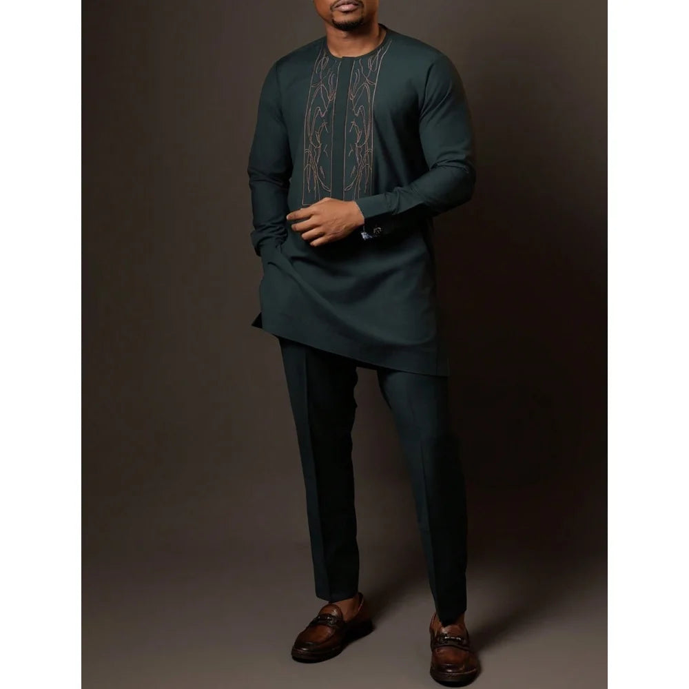 Nouvel ensemble traditionnel africain pour homme 2026 – Costume élégant et tendance pour homme, ensemble décontracté brodé deux pièces, caftan pour homme