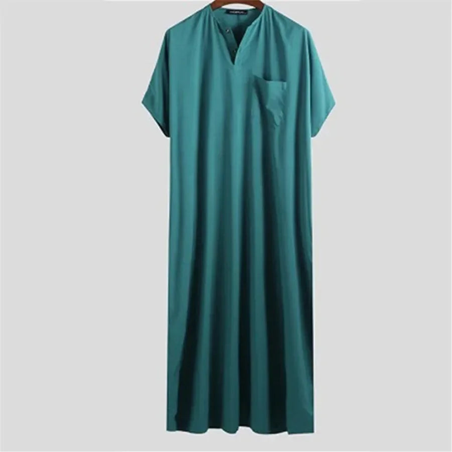 Abaya-Robe musulmane à manches courtes pour hommes, Kaftan arabe islamique, Vêtements vintage, Robe rétro, Moyen-Orient, Moyen-Orient, Été
