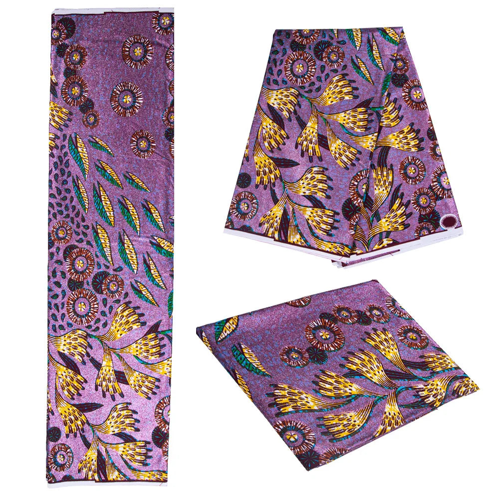 Tissu africain imprimé wax – Ankara 100 % coton avec paillettes dorées, 6 yards/rouleau, pour robes, foulards et vêtements de mode