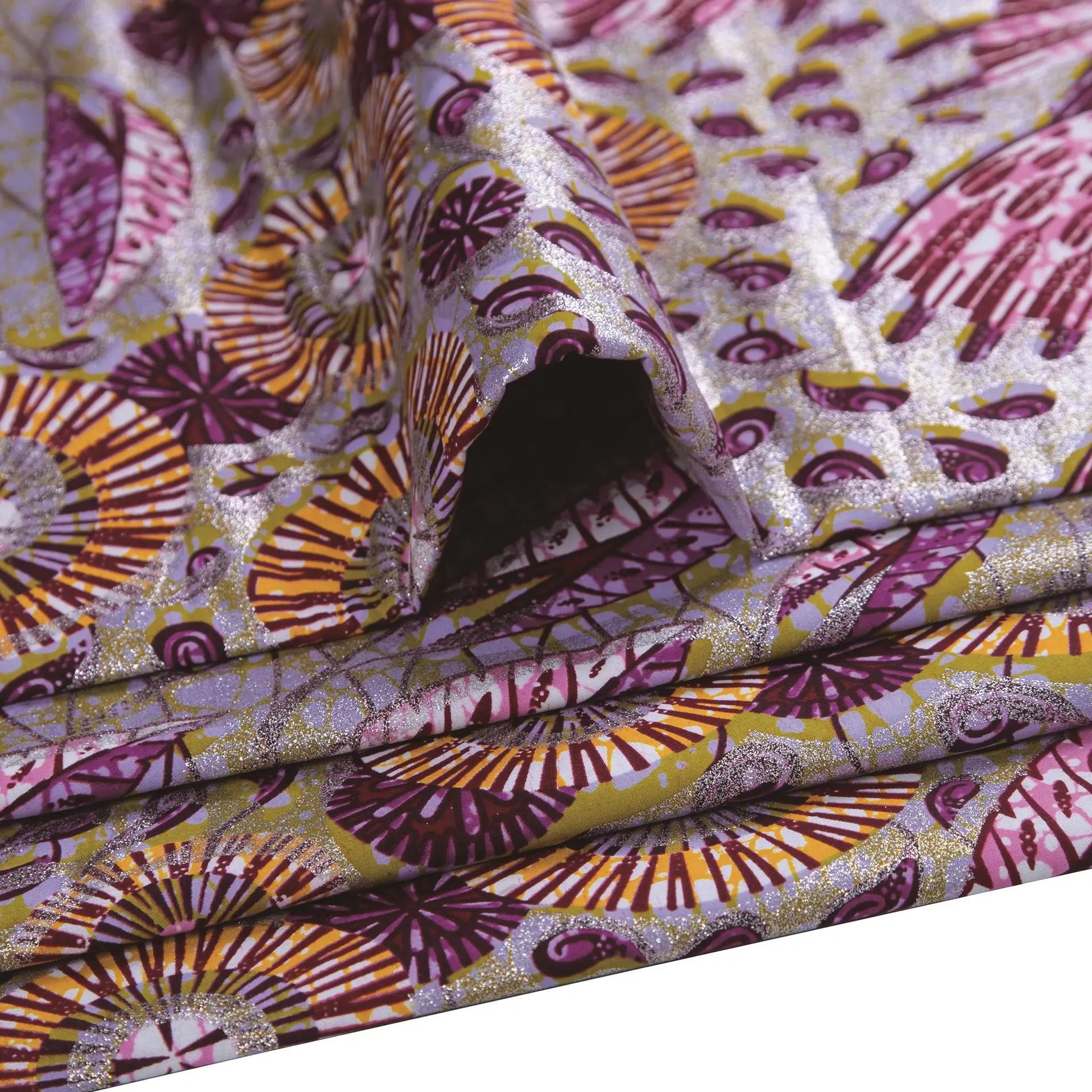 Tissu africain imprimé wax – Ankara 100 % coton avec paillettes dorées, 6 yards/rouleau, pour robes, foulards et vêtements de mode