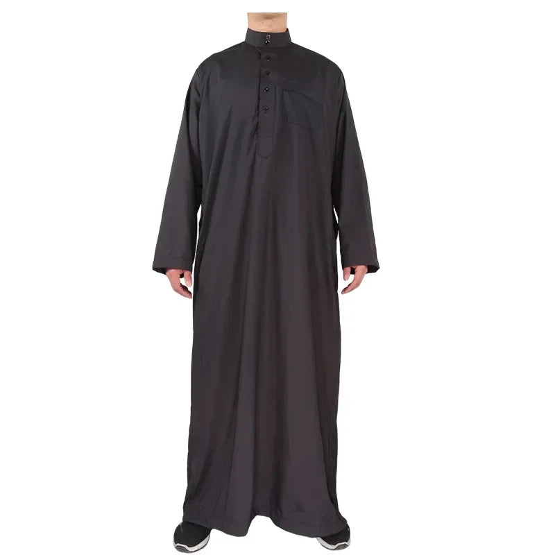 Vêtements islamiques hommes solide à manches longues en vrac musulman mâle arabie saoudite Pakistan Kurta Costumes musulmans robe musulmane caftan Thobe