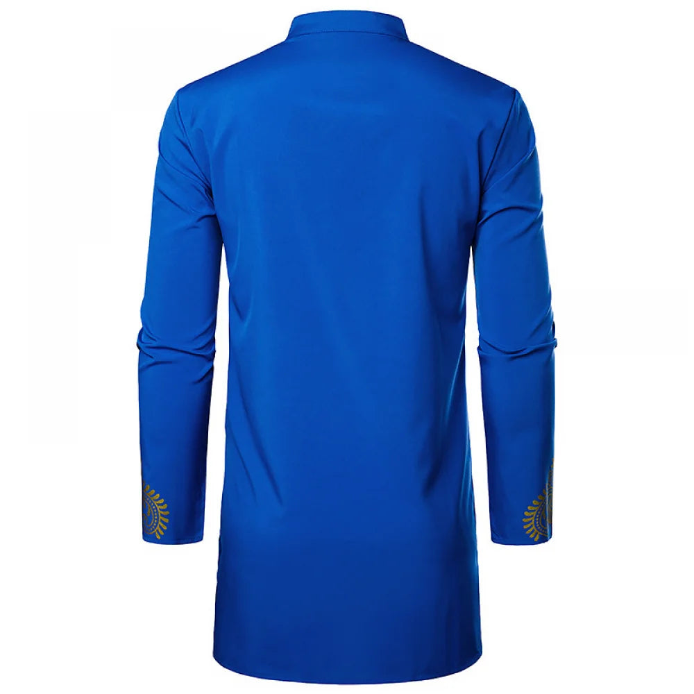 Chemise africaine traditionnelle pour hommes, imprimé fleurs dorées, chemise à manches longues, tenues ethniques décontractées, Streetwear africain de mariage