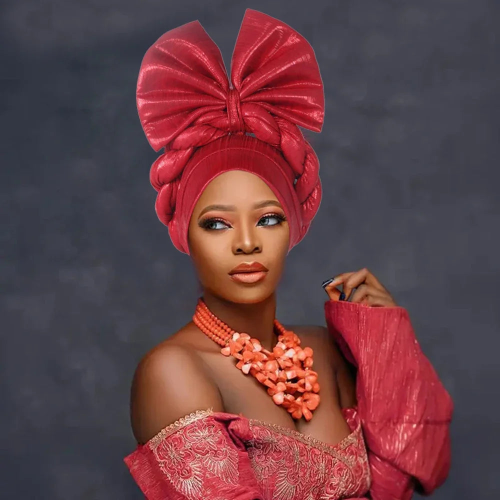 Turban Africain avec Nministériels d Exagéré pour Femme, Accessoire Nigérian pour ixde Mariage