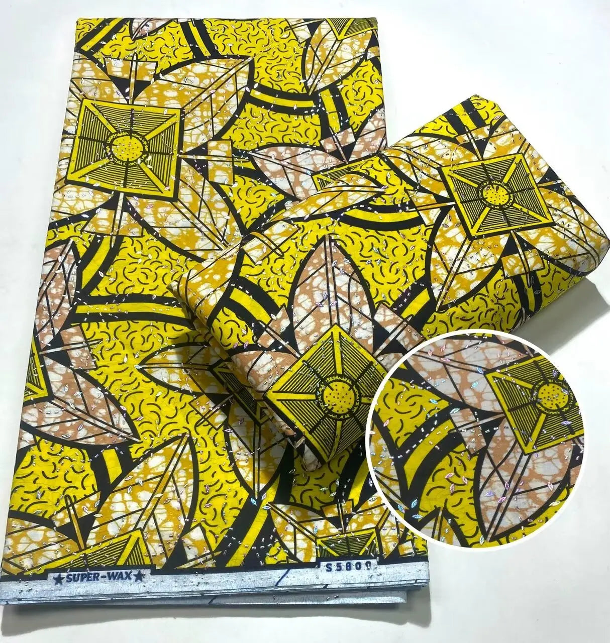 Tissu africain en cire avec des bandes de cristal, tissu en cire pour robe de femme, 6 yards/lot, cire africaine