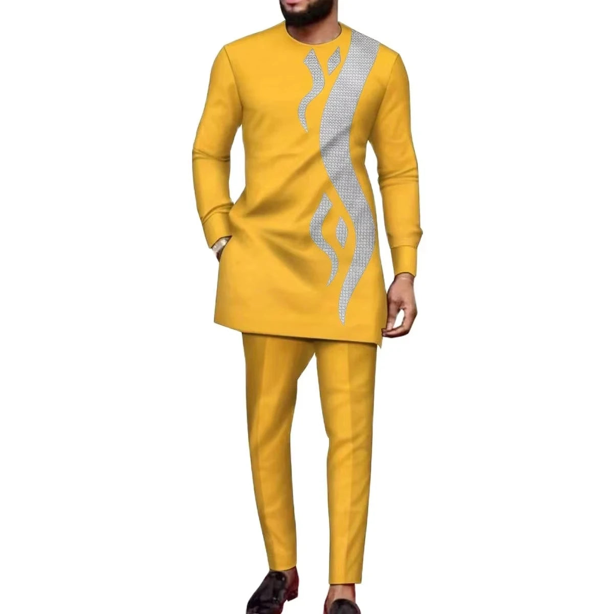 2025 hommes africains Dashiki à manches longues 2 pièces ensemble tenue traditionnelle afrique vêtements blanc hommes costume homme chemise pantalon costumes