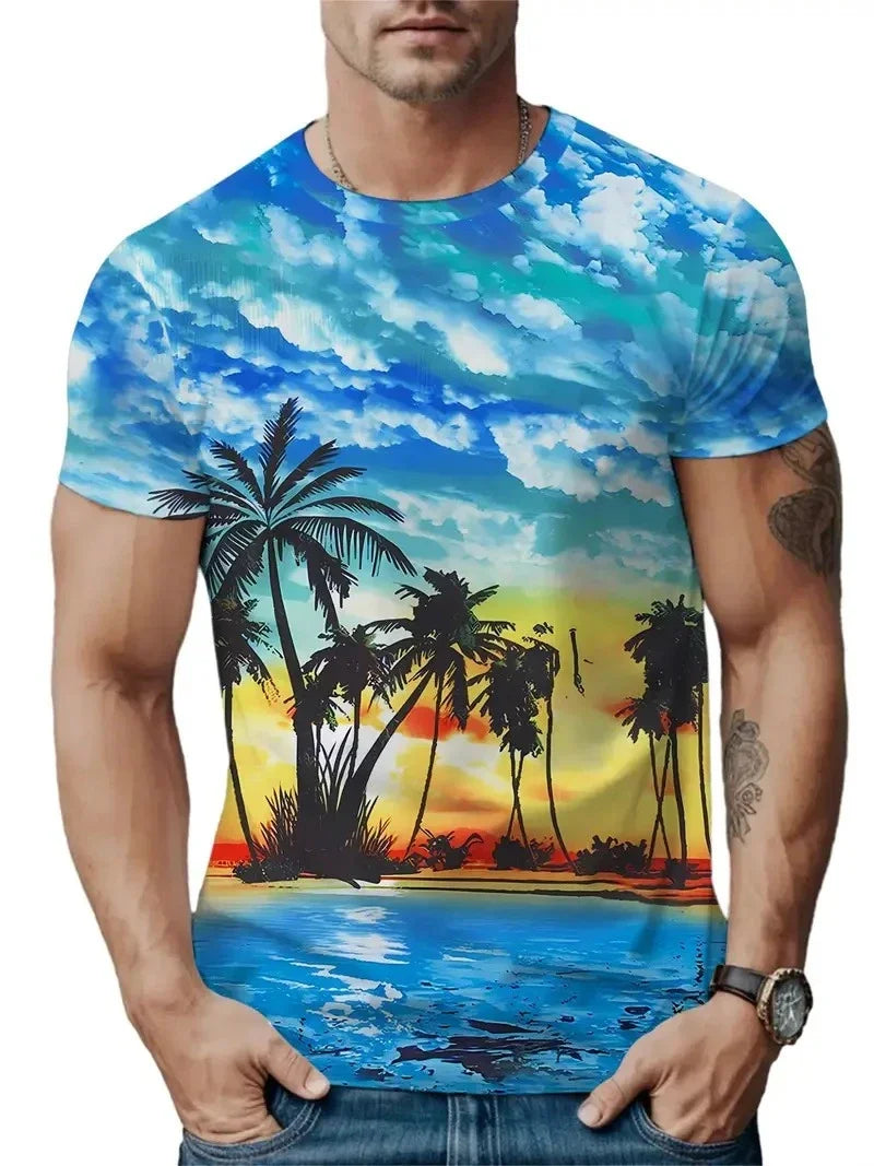 T-shirt pour homme à imprimé géométrique tribal africain, motif ethnique coloré, col rond, manches courtes, hauts décontractés, streetwear