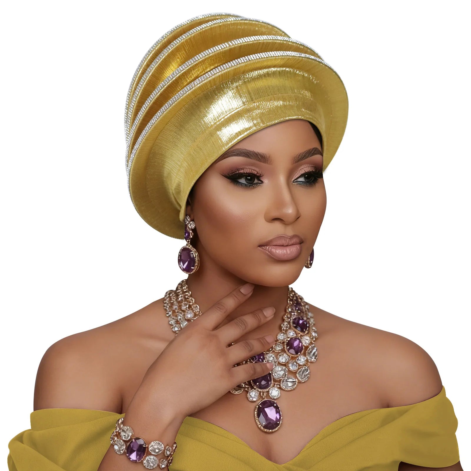 Turban africain Auto Gele pour femmes, hijab musulman, bonnet plissé, chapeau indien, foulard nigérian, chapeau de mariage, geles