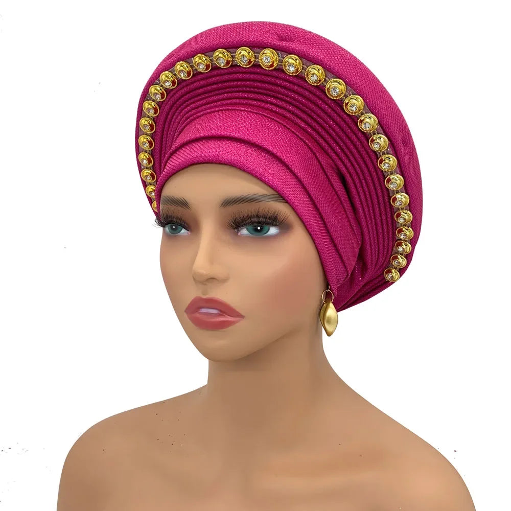 Turban Africain pour Femme, Casquette de Sauna Nigériane, Accessoire de ixde Mariage, Enveloppes de Tête Déjà Faites à la Main