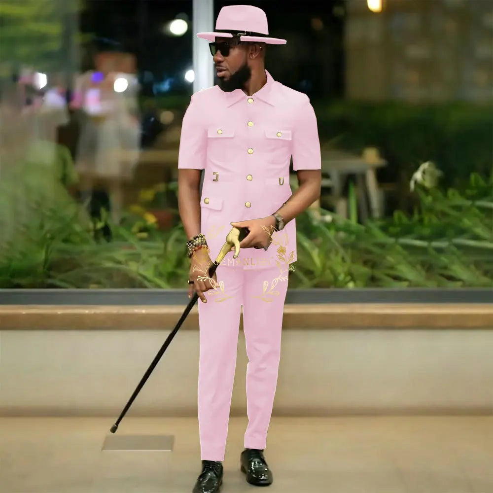 Costumes de style africain pour hommes pour mariage, sur mesure, 2 pièces, veste à simple boutonnage, pantalon, 2 pièces, costumes de marié, costume homme