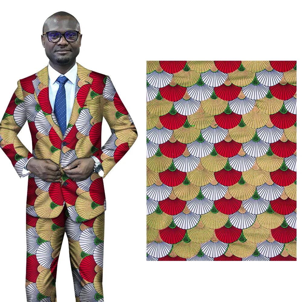 Tissu africain imprimé wax – Ankara 100 % coton avec paillettes dorées, 6 yards/rouleau, pour robes, foulards et vêtements de mode