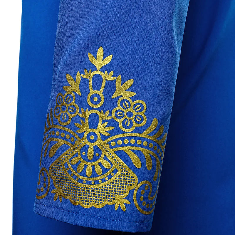 Abaya islamique arabe pour hommes Robe imprimé ethnique col montant chemise mi-longue pour jeunes manteau de luxe vêtements décontractés pour hommes musulmans à la mode