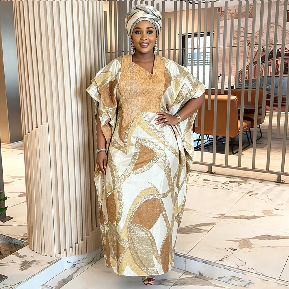 African Dresses for Women Traditional Africa Clothing Dashiki Ankara Bazin Luxury Embroidery Gown Muslim Kaftan Maxi Long Dress