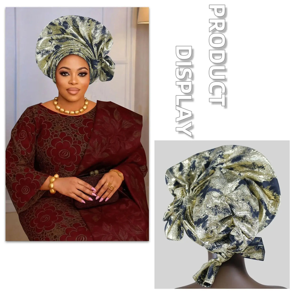 Nouveau Turban Africain 2026, Auto Gele Nigérian, Foulards de Tête Auto Gele, Bonnets Turban pour Femmes, Geles de Mariage, Foulards de Tête Musulmans, Bonnets