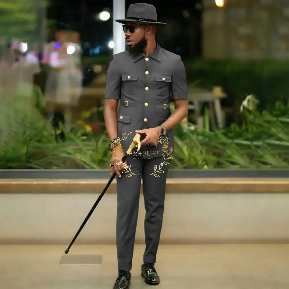 Costumes de style africain pour hommes pour mariage, sur mesure, 2 pièces, veste à simple boutonnage, pantalon, 2 pièces, costumes de marié, costume homme