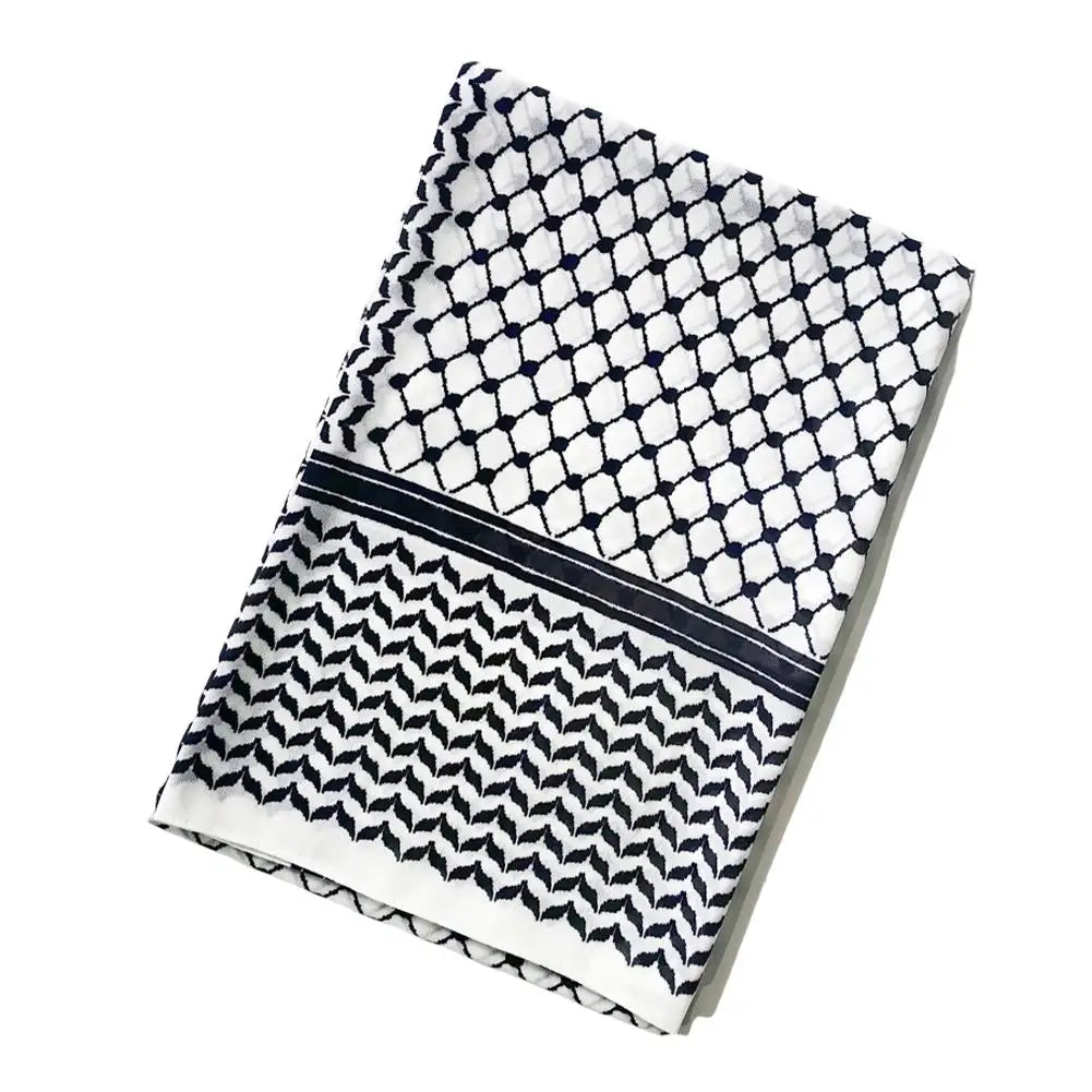 Traditionnel Arafat Kuffiyeh palestinien noir et blanc arabe Kafiya Shemagh Keffiyeh moyen-orient écharpe enveloppement Jacquard bandeau