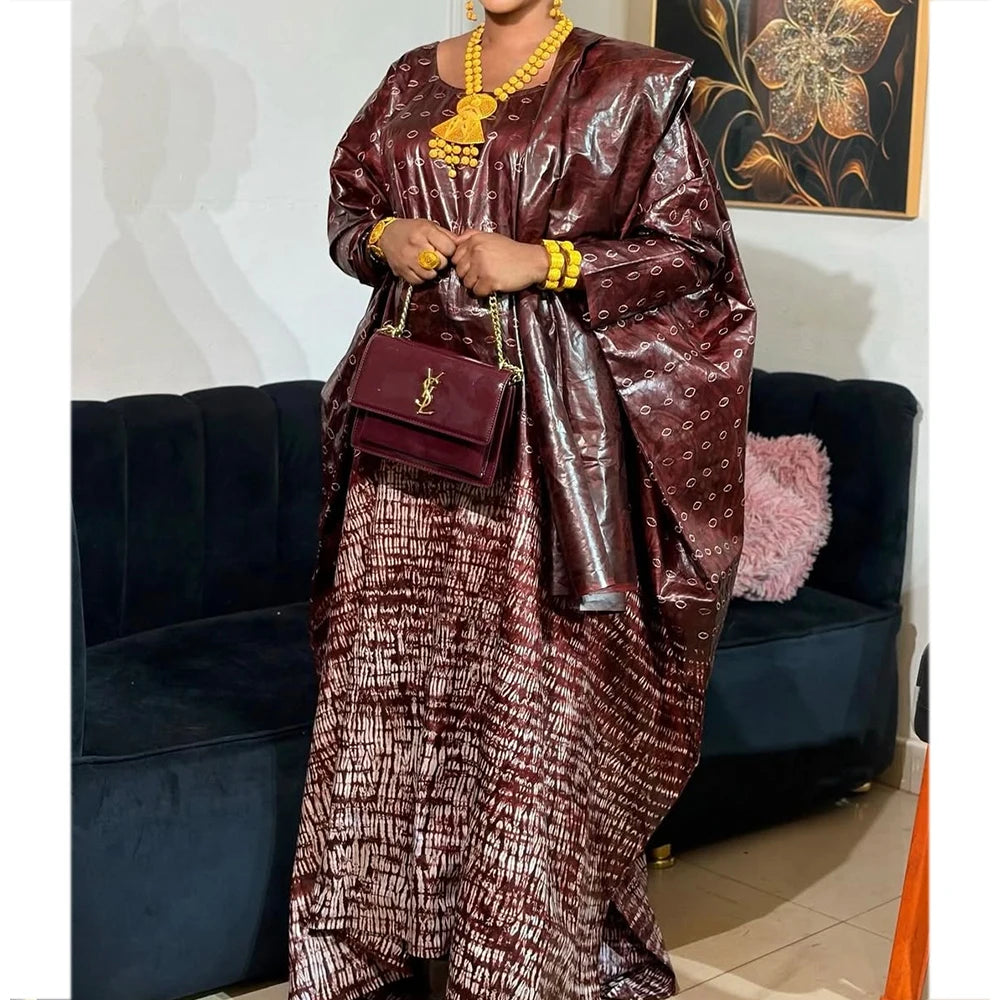 High Quality African Dresses For Women Wedding Bride Party Clothing Plus Size Traditional Riche Dashiki Bride Printing Clothing