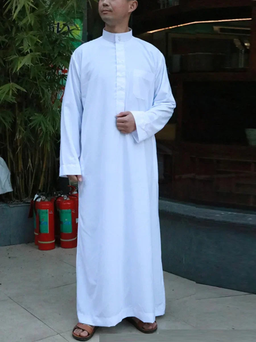 Vêtements islamiques hommes solide à manches longues en vrac musulman mâle arabie saoudite Pakistan Kurta Costumes musulmans robe musulmane caftan Thobe