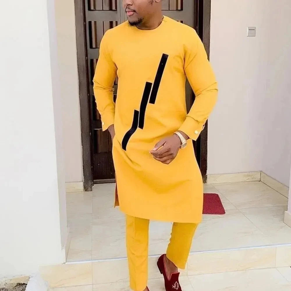 2025 hommes africains Dashiki à manches longues 2 pièces ensemble tenue traditionnelle afrique vêtements blanc hommes costume homme chemise pantalon costumes