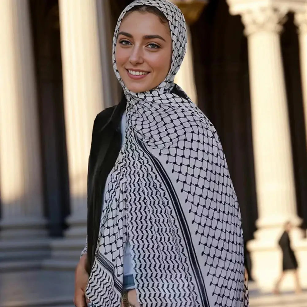 Traditionnel Arafat Kuffiyeh palestinien noir et blanc arabe Kafiya Shemagh Keffiyeh moyen-orient écharpe enveloppement Jacquard bandeau