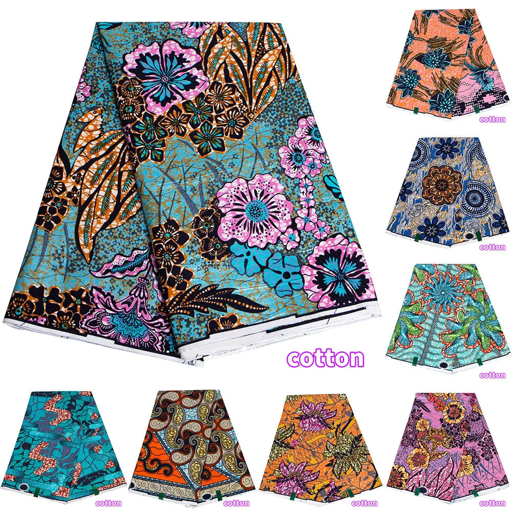 Tissu africain imprimé wax – Ankara 100 % coton avec paillettes dorées, 6 yards/rouleau, pour robes, foulards et vêtements de mode