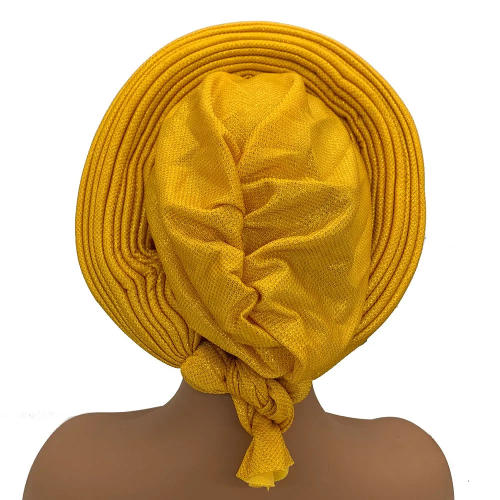 Turban Africain pour Femme, Casquette de Sauna Nigériane, Accessoire de ixde Mariage, Enveloppes de Tête Déjà Faites à la Main